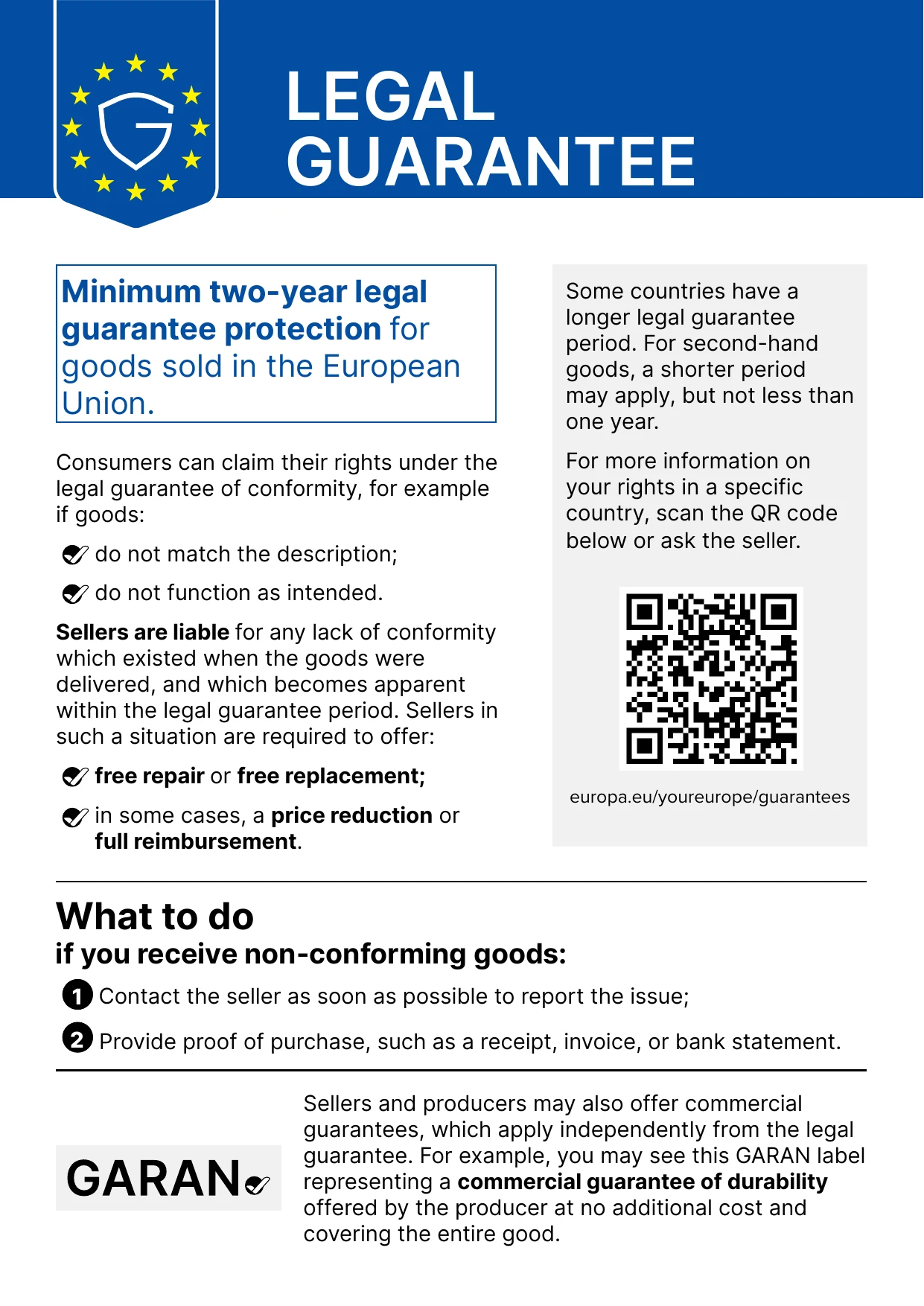 Preview of the harmonised legal-guarantee notice